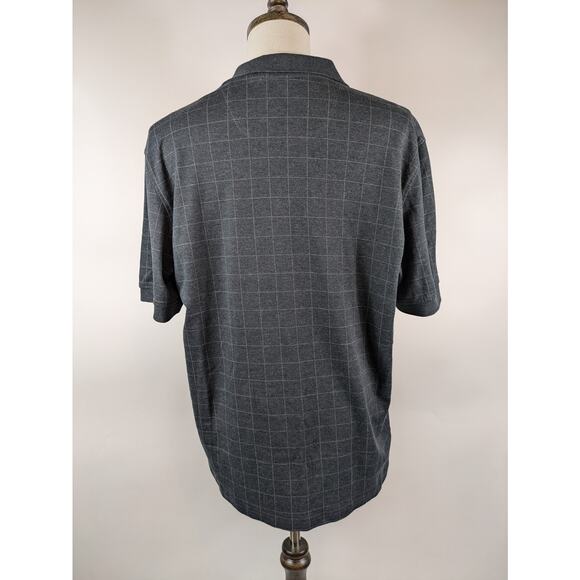 Arrow Mens Large Polo Shirt Collar Golf Casual Short Sleeve Dark Gray 2 Button - Picture 3 of 9